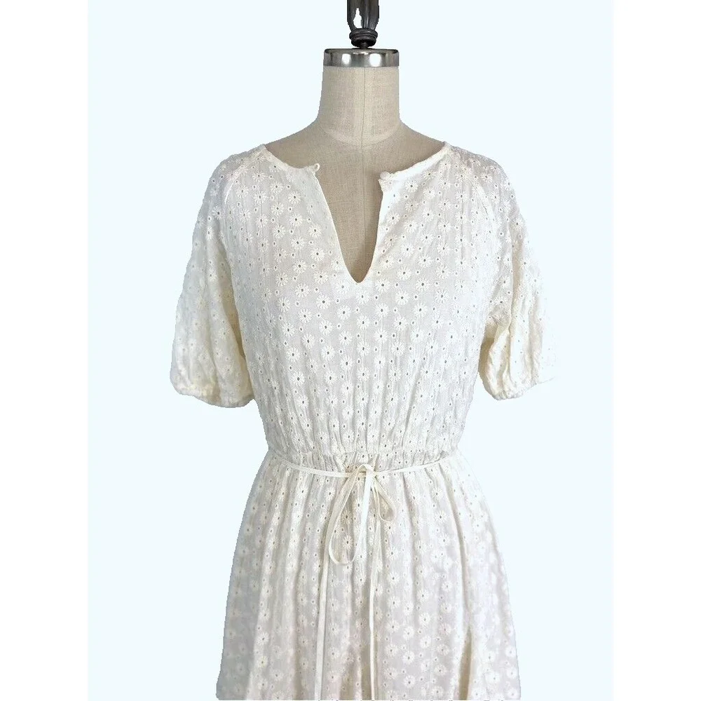 Madewell Eyelet Floral Tassel-Tie Dress 4 Milkmaid Prairie Romantic Cottagecore - Picture 5 of 13